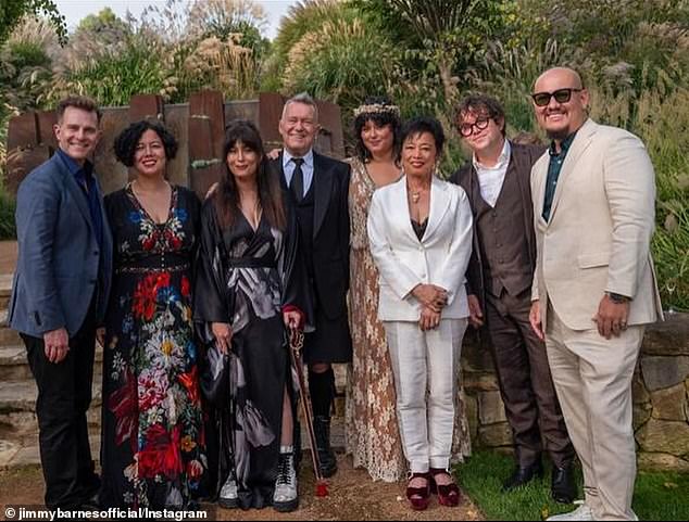 EJ and Metherell, 36, welcomed 140 guests to their union in The Stables at Berrima's Bendooley Estate, not far from Barnes and wife Jane's home in Southern Highlands