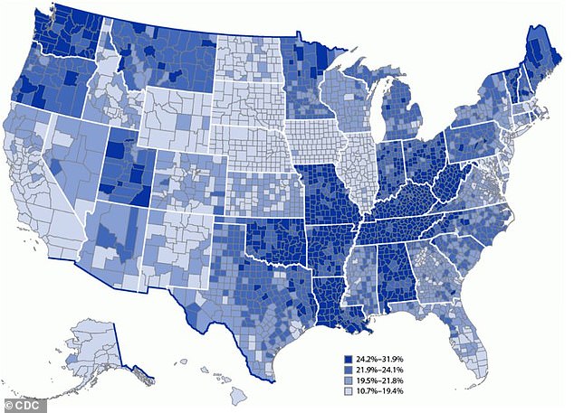 The percentage of adults who said they have been diagnosed with depression during their life