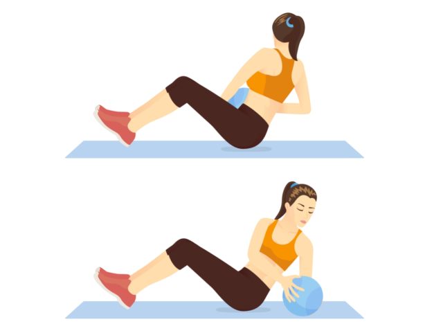 Russian twist with medicine ball