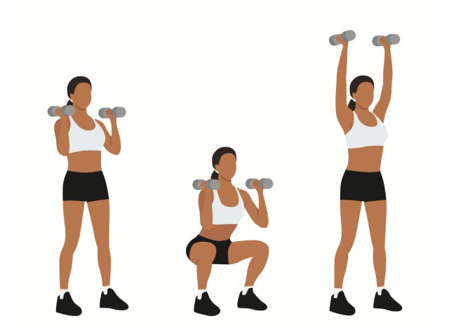 dumbbell thrusters illustration