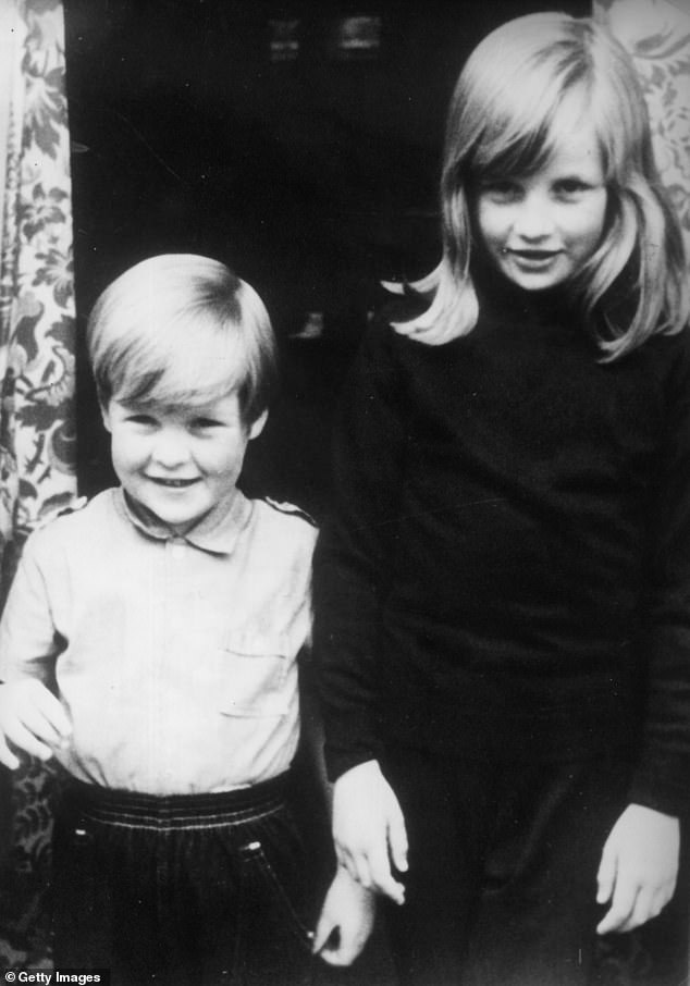 Diana's brother Earl Spencer has praised the Princess of Wales for her 'incredible strength and poise'. Pictured with his sister when they were children