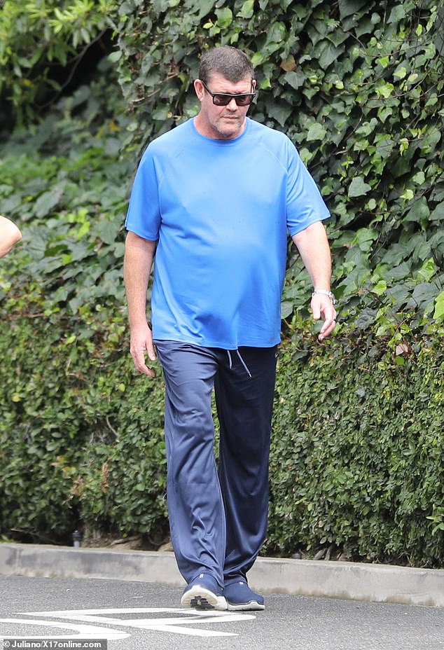 Billionaire James Packer shows off his weight loss as he takes a walk in Beverly Hills amid heath kick