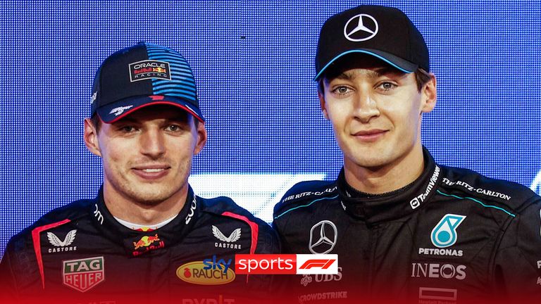 #16 Charles Leclerc (MCO, Scuderia Ferrari), #1 Max Verstappen (NLD, Oracle Red Bull Racing), #63 George Russell (GBR, Mercedes-AMG Petronas F1 Team), F1 Grand Prix of Bahrain at Bahrain International Circuit on March 1, 2024 in Sakhir, Bahrain. 