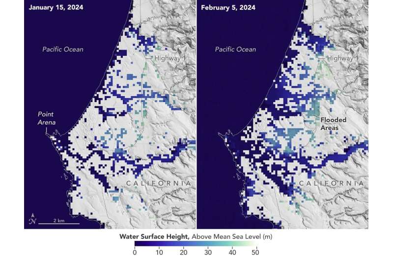 SWOT Satellite Catches Coastal Flooding During California Storms