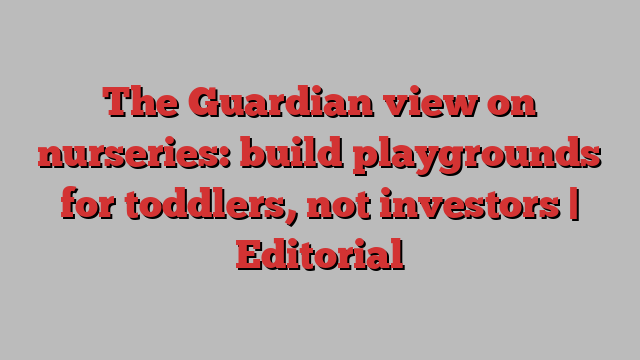 The Guardian view on nurseries: build playgrounds for toddlers, not investors | Editorial