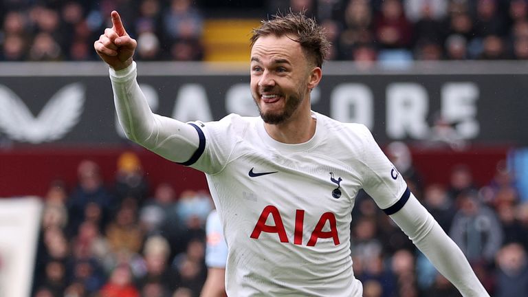 James Maddison celebrates his goal for Spurs