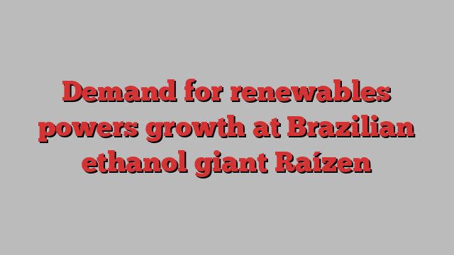 Demand for renewables powers growth at Brazilian ethanol giant Raízen