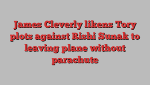 James Cleverly likens Tory plots against Rishi Sunak to leaving plane without parachute