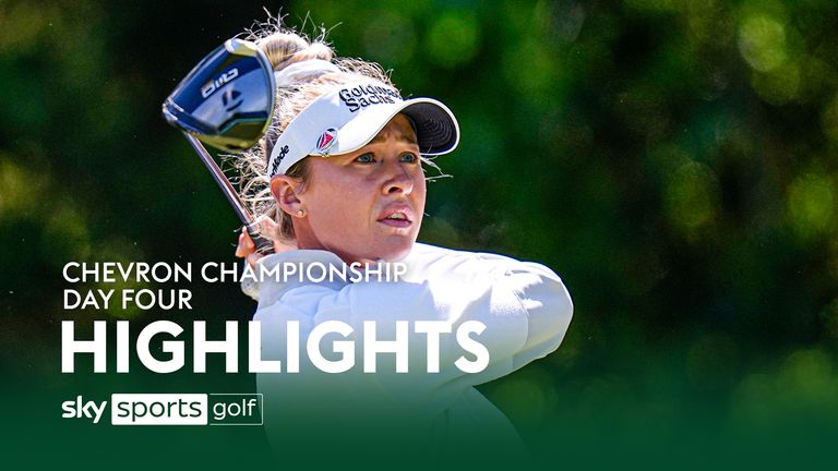 Nelly Korda watches her shot during the final round of the Chevron Championship LPGA golf tournament