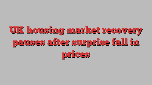 UK housing market recovery pauses after surprise fall in prices