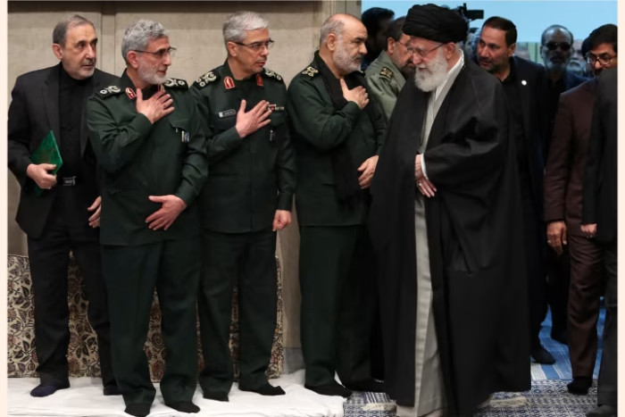 Ayatollah Ali Khamenei with Revolutionary Guards 