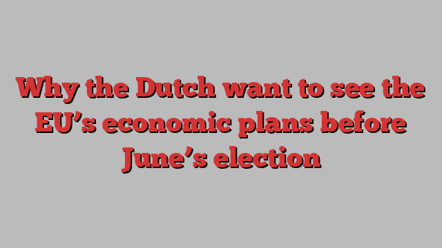 Why the Dutch want to see the EU’s economic plans before June’s election