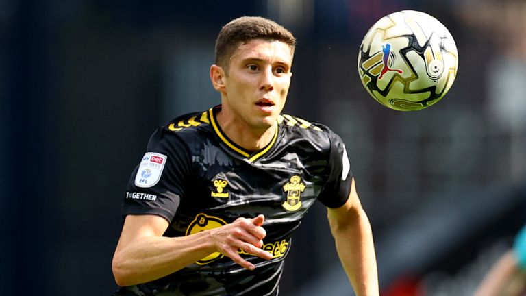 Ross Stewart in action for Southampton during their Championship play-off semi-final first leg at West Brom.