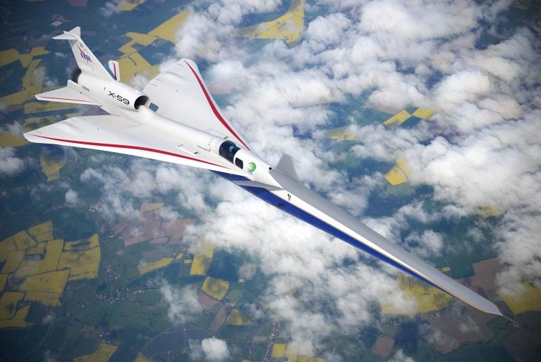 X-59 in Flight Over Land