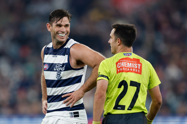 AFL Umpires are communicated to during games through their ear pieces.