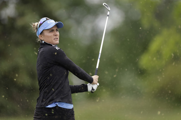 Lexi Thompson of the United States plays her shot.