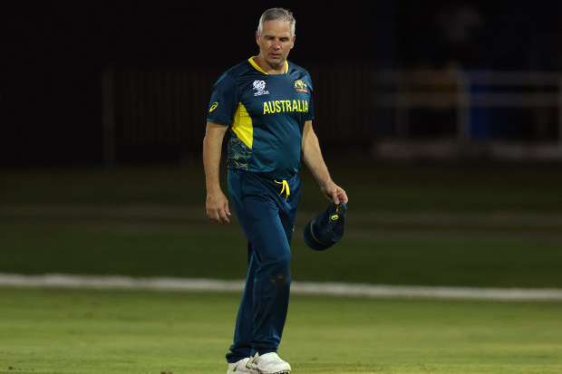 Assistant coach, Brad Hodge was forced to field.