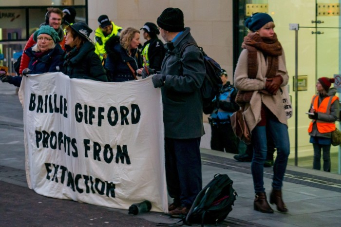 Climate activists targeting Baillie Gifford’s offices in Edinburgh in 2020