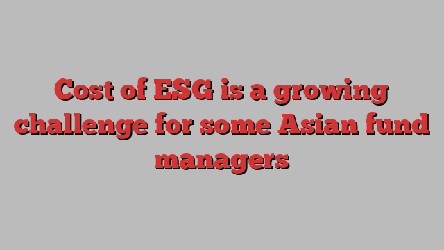 Cost of ESG is a growing challenge for some Asian fund managers