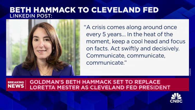 Cleveland Fed announces Goldman Sachs' Beth Hammack as new president