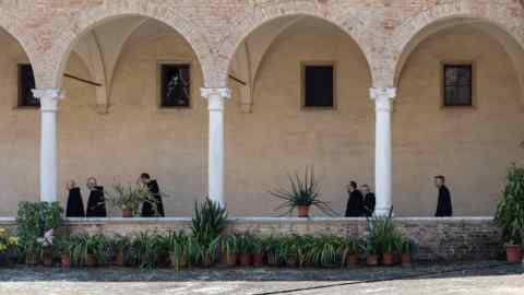 Monks at the Abbazia di Praglia near Padua, Italy