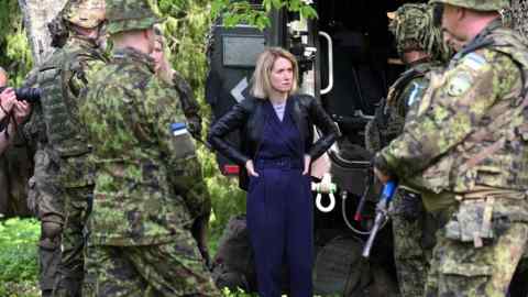 Kaja Kallas speaking to troops