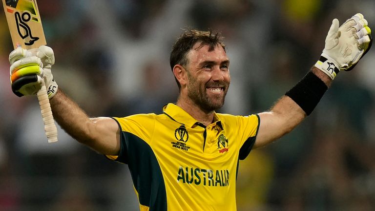 Glenn Maxwell's sensational 201 not out against Afghanistan secured Australia's place in the Cricket World Cup semi-finals (AP Photo/Rajanish Kakade)