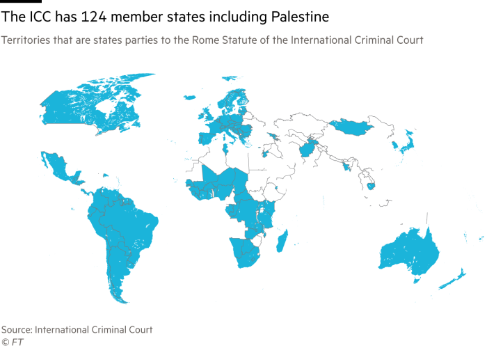 Map showing the 124 member territories of the Rome Statute of the International Criminal Court