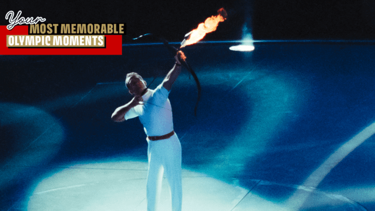 When archer Antonio Rebollo light cauldron with flaming arrow at Barcelona 1992 Games