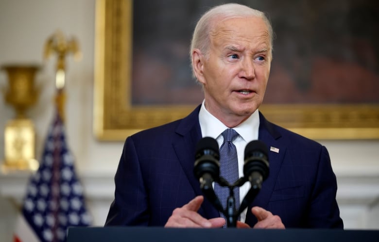 U.S. President Joe Biden is seen speaking at the White House about the verdict in the hush-money trial of former U.S. president Donald Trump.