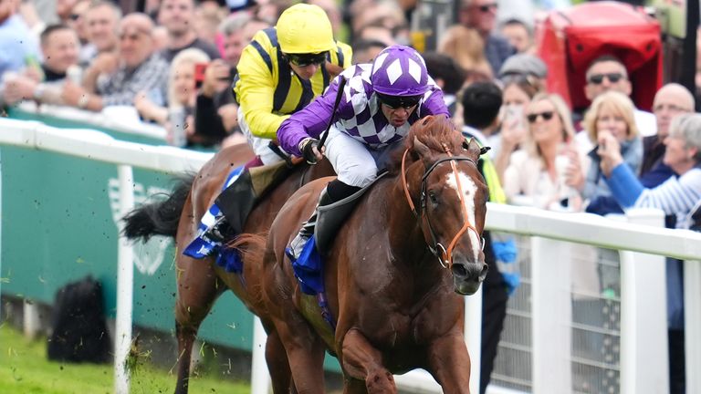 Persica ridden by Sean Levey on their way to winning the Hong Kong Jockey Club Lester Piggott Handicap at Epsom