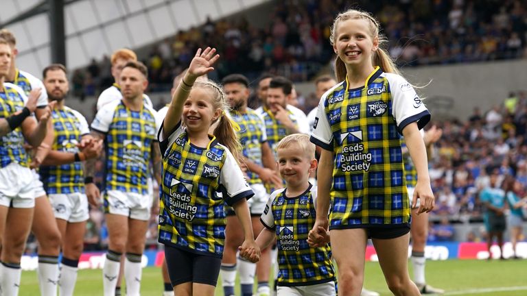 Rob Burrow's children Maya, Jackson and Macy at the Burrow Family Takeover Broadcast Headingley last June