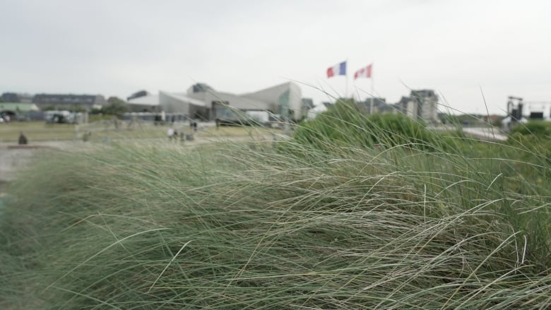 A building near a beach.