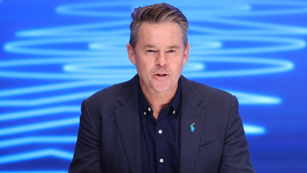 Todd Woodbridge speaks during the official draw ahead of the 2024 Australian Open at Melbourne Park on January 11, 2024 in Melbourne, Australia. (Photo by Kelly Defina/Getty Images)