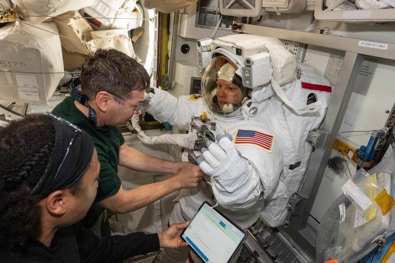 NASA Astronauts Participate in a Spacesuit Fit Check