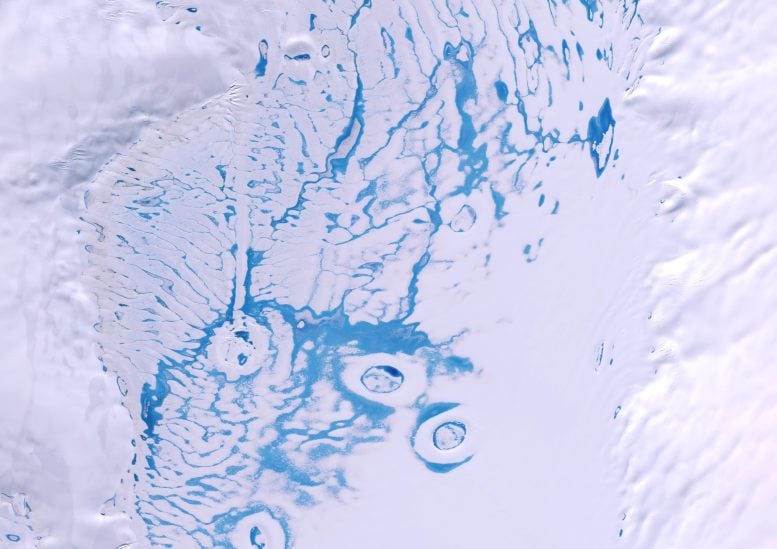 Pooled Meltwater and Slush on the Bach Ice Shelf, Antarctica