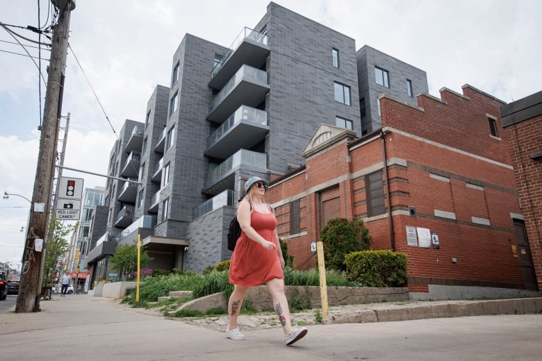 Low rise apartment buildings in Toronto’s Beaches neighbourhood are pictured on May 22, 2024.