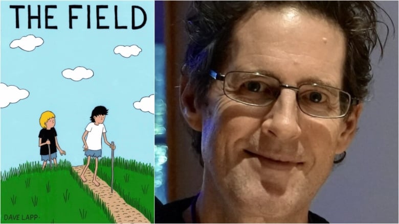 A composite of an author and his graphic novel.