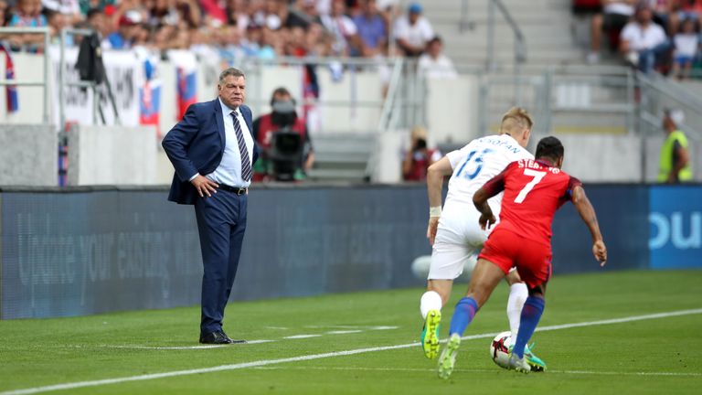 Sam Allardyce watches on as England struggle in a World Cup qualifier against Slovakia in 2016