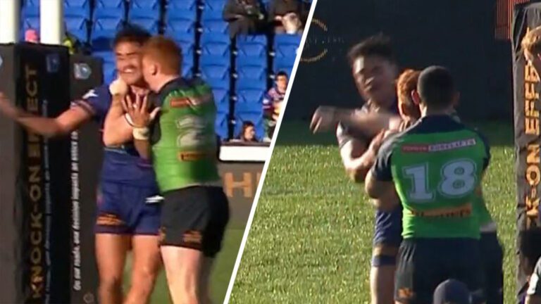 Corey Horsburgh sent off all-in brawl, NSW Cup Canberra Raiders v Warriors, video reaction