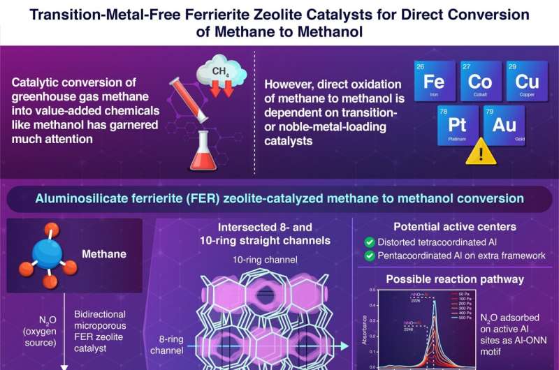 Transition-metal-free zeolite catalyst for direct conversion of methane to methanol