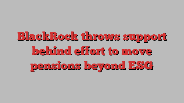 BlackRock throws support behind effort to move pensions beyond ESG