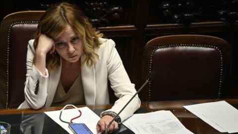 Italian Premier Giorgia Meloni in the lower house of parliament in Rome