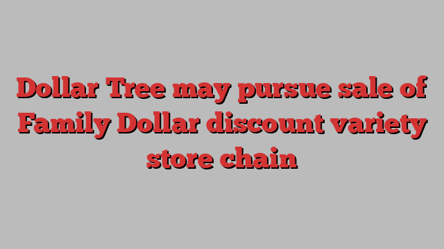 Dollar Tree may pursue sale of Family Dollar discount variety store chain