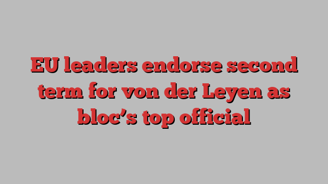 EU leaders endorse second term for von der Leyen as bloc’s top official