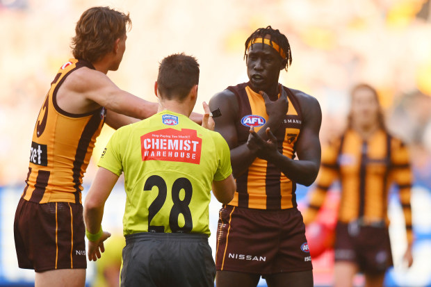 Changkuoth Jiath argued with the umpire after the headbutt.