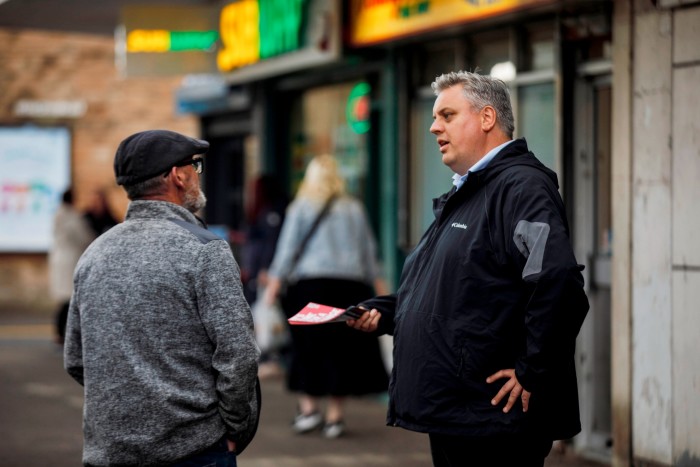 Labour’s Blair McDougall canvassing in Thornliebank, East Renfrewshire