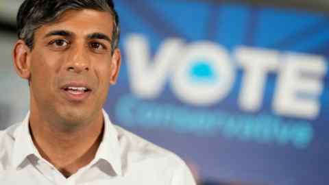 Rishi Sunak speaks at a Tory party rally at the Amersham and Chiltern Rugby club