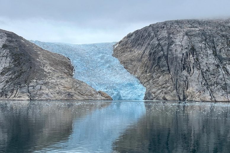 Glacier Flows Into a Fjord in the Southwest Coast of Greenland