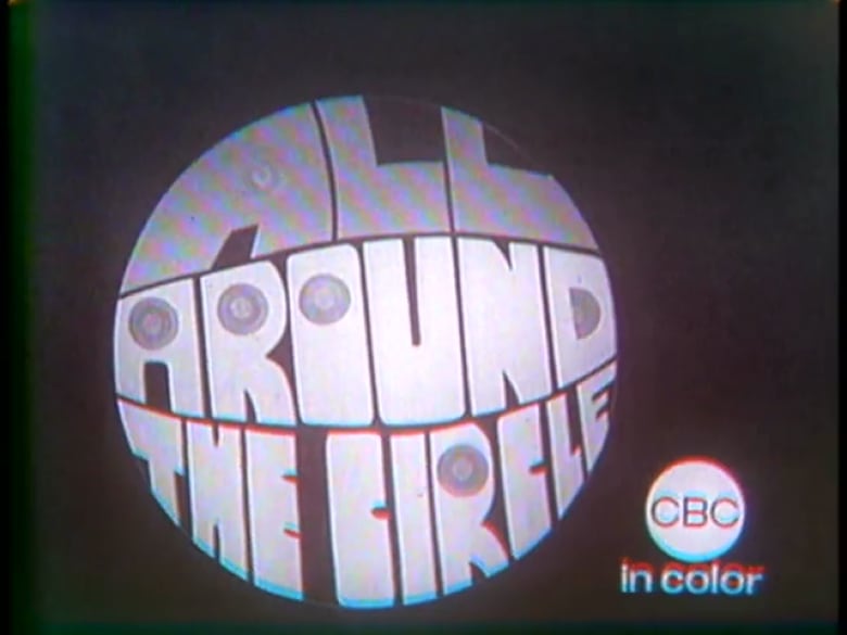 A logo for All Around the Circle. The words all fit inside a circle. Next to it is a sign that reads: CBC In Colour.